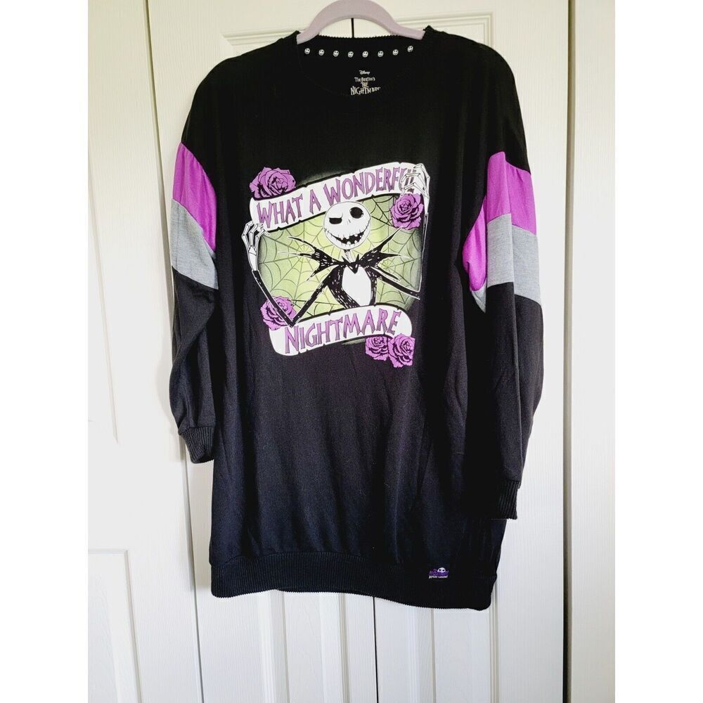 The Nightmare Before Christmas Tim Burton Large Long Sleeve Night Dress-Long Top
